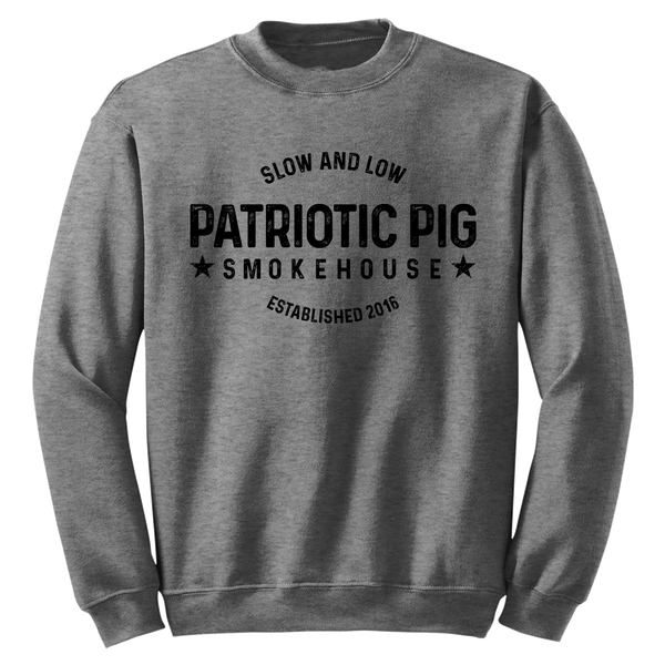 Patriotic Pig Crew Sweatshirt Smokehouse Logo