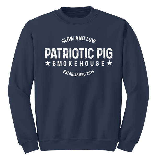 Patriotic Pig Crew Sweatshirt Smokehouse Logo